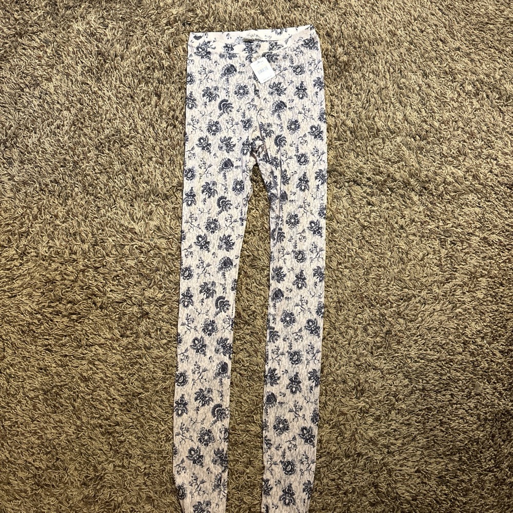 Free People Black and White Floral Leggings